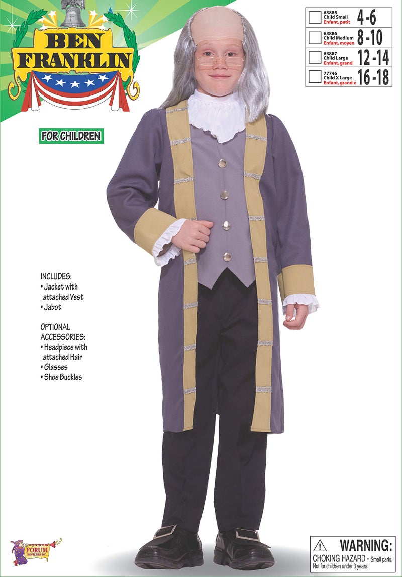 Forum Novelties Rubies Benjamin Franklin Costume for Kids, Boy's XL - Image 2